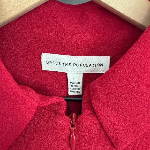 NWT - Dress the Population - Gloria Front Zip Sheath Dress Garnet Red - Large - Picture 4 of 7